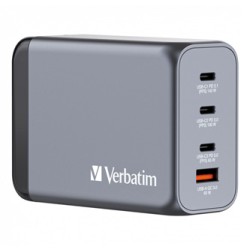 Verbatim, Ładowarka GaN USB 3.0, USB C, szara, 240 W, wymienne końcówki  C,G,A