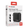 Verbatim, Ładowarka GaN USB 3.0, USB C, szara, 165 W, wymienne końcówki  C,G,A