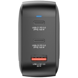 Verbatim, Ładowarka Mini GaN 2 x USB-CR PD 100W a 1 x USB-A QC 3.0, szara, 100 W, wymienne końcówki  C,G,A, EOL