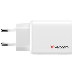 Verbatim Essentials, Ładowarka sieciowa GaN USB-A QC 3.0, 2 USB-C PD 3.0, biała, 65W