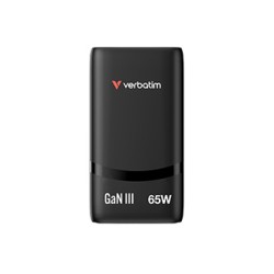 Verbatim Fold ,n, Go, Ładowarka sieciowa GaN 2 USB-C PD 3.0, czarna, 65W, wtyczka EU