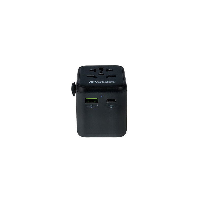 Verbatim, Adapter podróżny World-to-World Verbatim UTA-02 USB-A, USB-C, czarny, 20 W