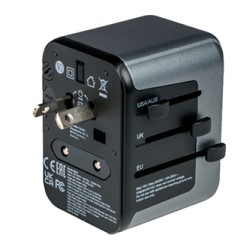 Verbatim, Adapter podróżny World-to-World Verbatim UTA-03 USB-A, USB-C, czarny, 30 W