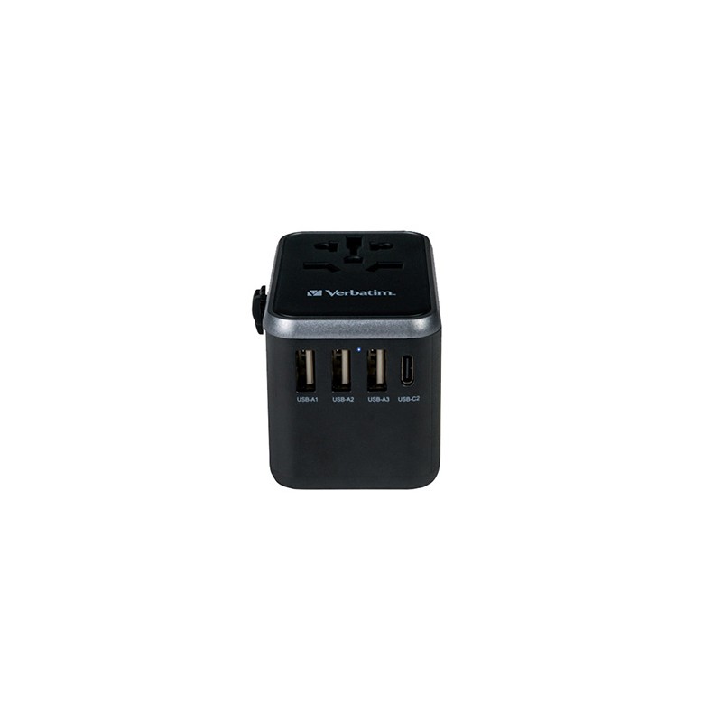 Verbatim, Adapter podróżny World-to-World Verbatim UTA-04 USB-A, USB-C, czarny, 61 W