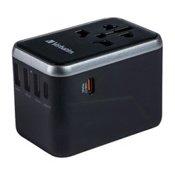 Verbatim, Adapter podróżny World-to-World Verbatim UTA-04 USB-A, USB-C, czarny, 61 W
