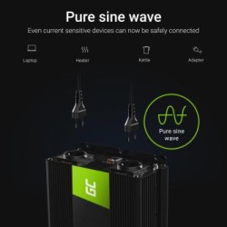 Green Cell power falownik 24V to 230V 1500W/3000W czysta sinusoida