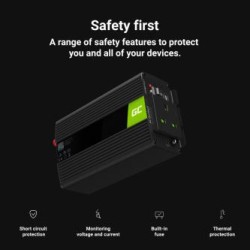 Green Cell power falownik 24V to 230V 1000W/2000W modyfikowana sinusoida UK PLUG