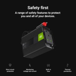 Green Cell power falownik 24V to 230V 150W/300W modyfikowana sinusoida UK PLUG