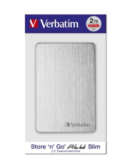Verbatim Store 'n' Go ALU Slim zewnętrzny dysk twarde 2 TB 2.5" USB Type-C 3.2 Gen 1 (3.1 Gen 1) Srebrny