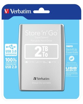 Verbatim Store 'n' Go zewnętrzny dysk twarde 2,05 TB 5400 RPM Micro-USB B 3.2 Gen 1 (3.1 Gen 1) Srebrny