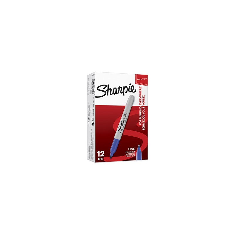 Sharpie, pisak Fine, niebieski, 12szt, 0.9mm, stały atrament, EOL
