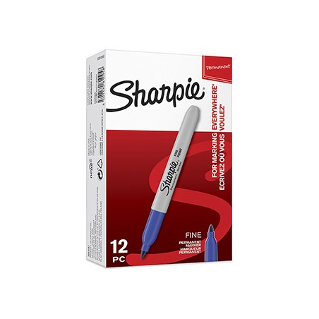 Sharpie, pisak Fine, niebieski, 12szt, 0.9mm, stały atrament, EOL