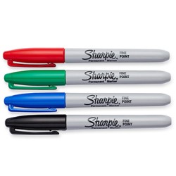 Sharpie, pisak Fine, mix kolorów, 4szt, 0.9mm, stały atrament, blister, EOL