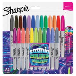 Sharpie, pisak Fine, zestaw kosmicznych kolorów, 24szt, 0.9mm, stały atrament, blister, EOL