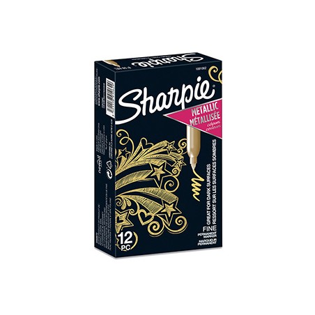 Sharpie, pisak Metallic, złoty, 12szt, 1.4mm, stały atrament, EOL