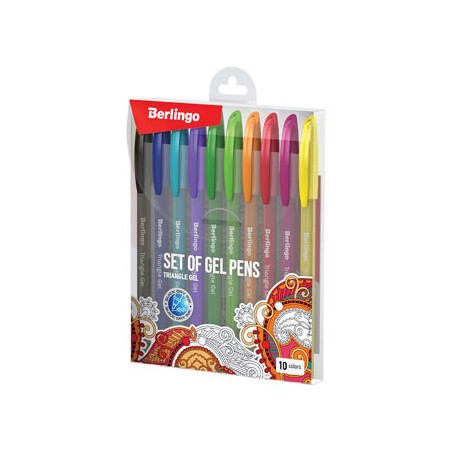 Berlingo, Zestaw długopisów żelowych żelowych, color, 10szt, 0.5mm, Triangle gel