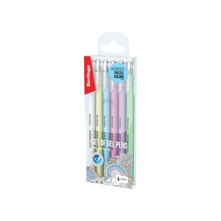 Berlingo, roller żelowy, color, 6szt, 0.8mm, Brilliant Pastel