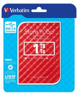 Verbatim Przenośny dysk twardy Store 'n' Go USB 3.0 Portable Hard Drive 1 TB — czerwony