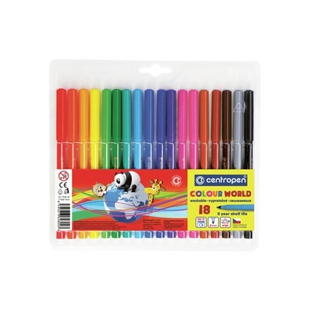 Centropen, zestaw przyborów do malowania 7550, color, 18szt, 1mm, cylindryczna końcówka odporna na nacisk