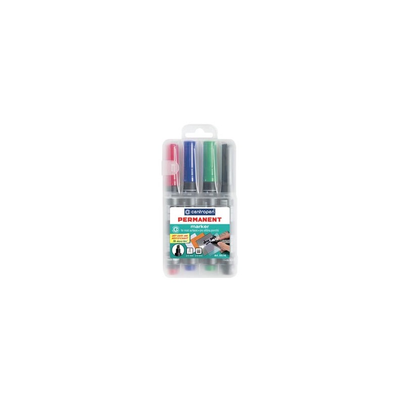 Centropen, zestaw markerów 8516, color, 4szt, 2.5mm, na bazie alkoholu, cena za 1 szt