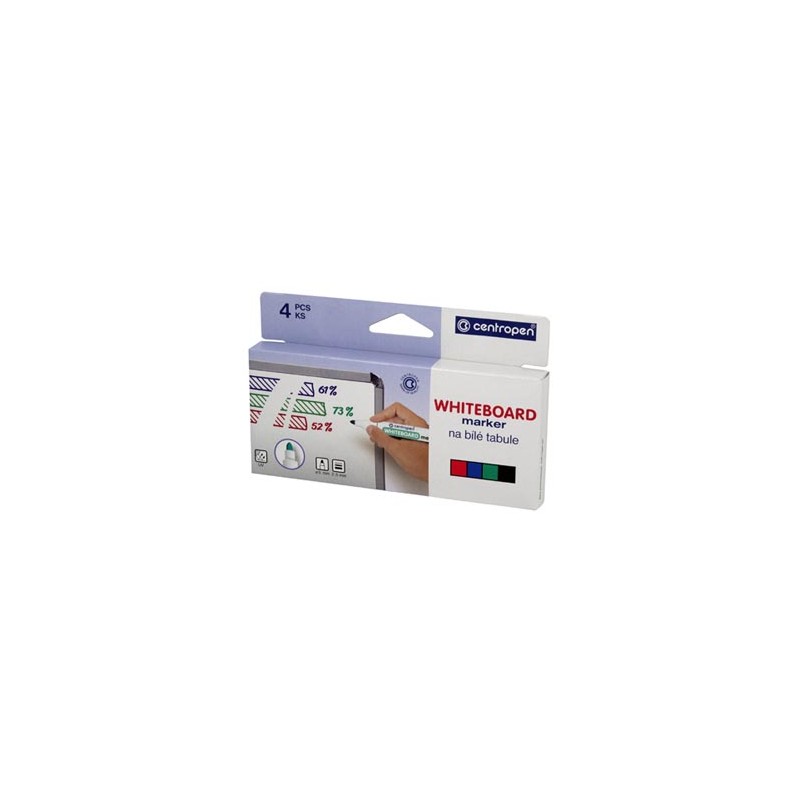 Centropen, zestaw markerów do tablic whiteboard 8559, color, 4szt, 2.5mm, na bazie alkoholu