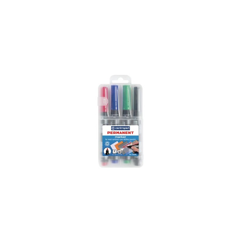 Centropen, zestaw markerów 8566, color, 4szt, 2.5mm, na bazie alkoholu