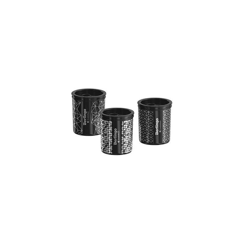 Berlingo, temperówka dwu-otworowa Double black, czarna, 12szt