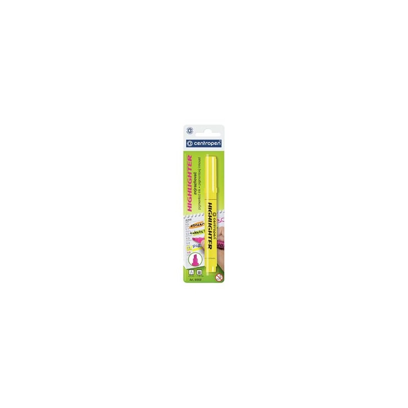 Centropen, zakreślacz 8552, żółty, 20szt, 1-4,6mm, cena za 1 sztukę
