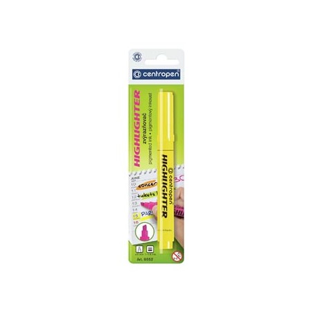 Centropen, zakreślacz 8552, żółty, 20szt, 1-4,6mm, cena za 1 sztukę