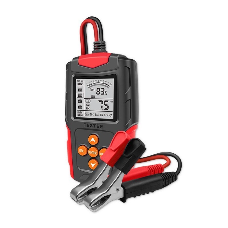 QOLTEC TESTER AKUMULATORA Z WYŚWIETLACZEM LCD |12V | 24V | 3AH-200AH