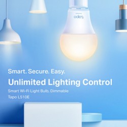LED żarówka TP-LINK Tapo L510E, E27, 220-240V, 8.7W, 806lm, 2700k, ciepła biel, 15000h, stmívatelná chytrá Wi-Fi žárovka, 2 kusy