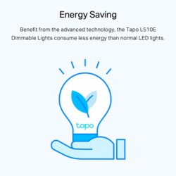 LED żarówka TP-LINK Tapo L510E, E27, 220-240V, 8.7W, 806lm, 2700k, ciepła biel, 15000h, stmívatelná chytrá Wi-Fi žárovka, 2 kusy