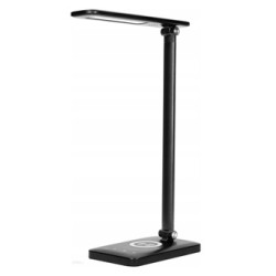 Lampka na biurko, aluminium + ABS, czarna, 3 typy oświetlenia, ładowarka bezprzewodowa, IP20