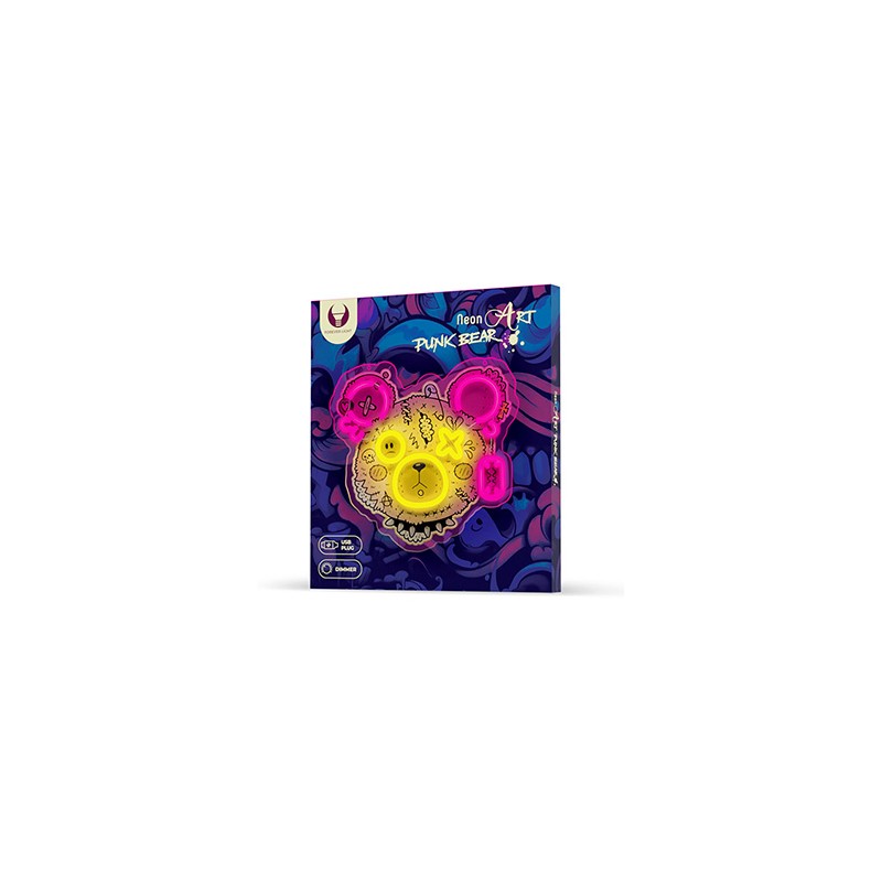 Neon ART LED PUNK TEDDY BEAR pink-yellow FLA01 Forever Light