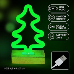 Neon Wood Stand LED TREE green FLNW03 Forever Light