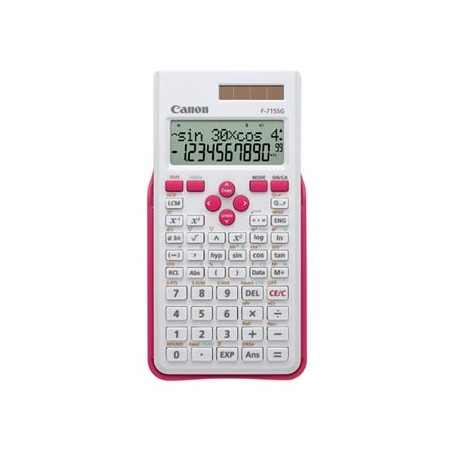 Canon Kalkulator F-715SG, biała, szkolny, 12 cyfr, obudowa z różowym wykończeniem