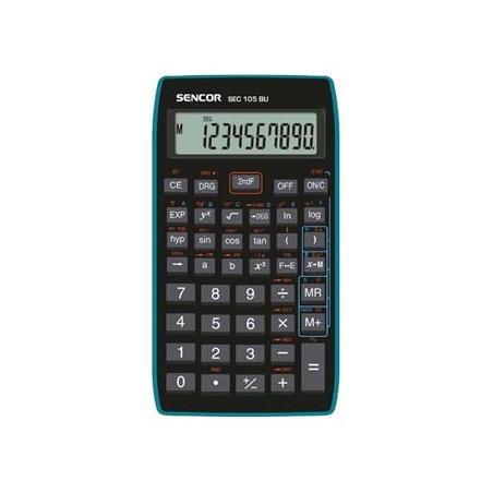Sencor Kalkulator SEC 105 BU, czarna, szkolny, 10 cyfr, niebieska ramka
