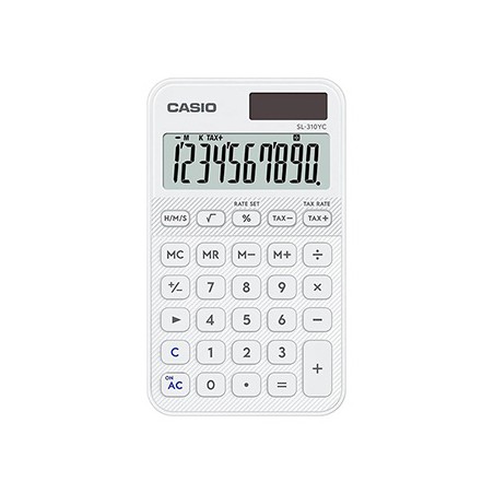 Casio Kalkulator SL 310 YC WE, biała, kieszonkowy, 10 miejsc, podwójne zasilanie