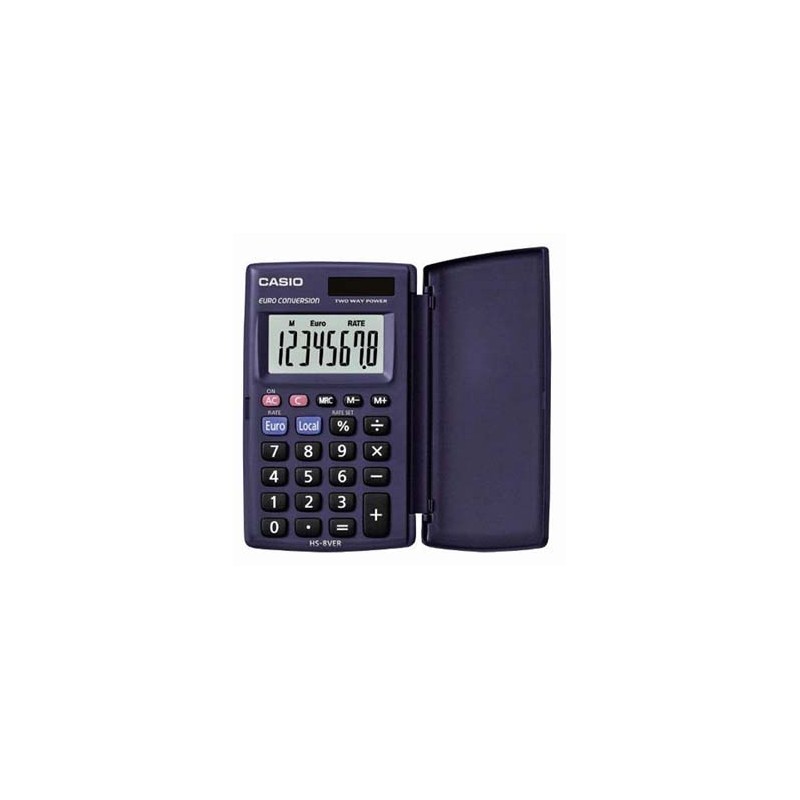 Casio Kalkulator HS 8 VER, czarna, kieszonkowy, ośmiocyfrowy, duży wyświetlacz