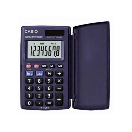 Casio Kalkulator HS 8 VER, czarna, kieszonkowy, ośmiocyfrowy, duży wyświetlacz