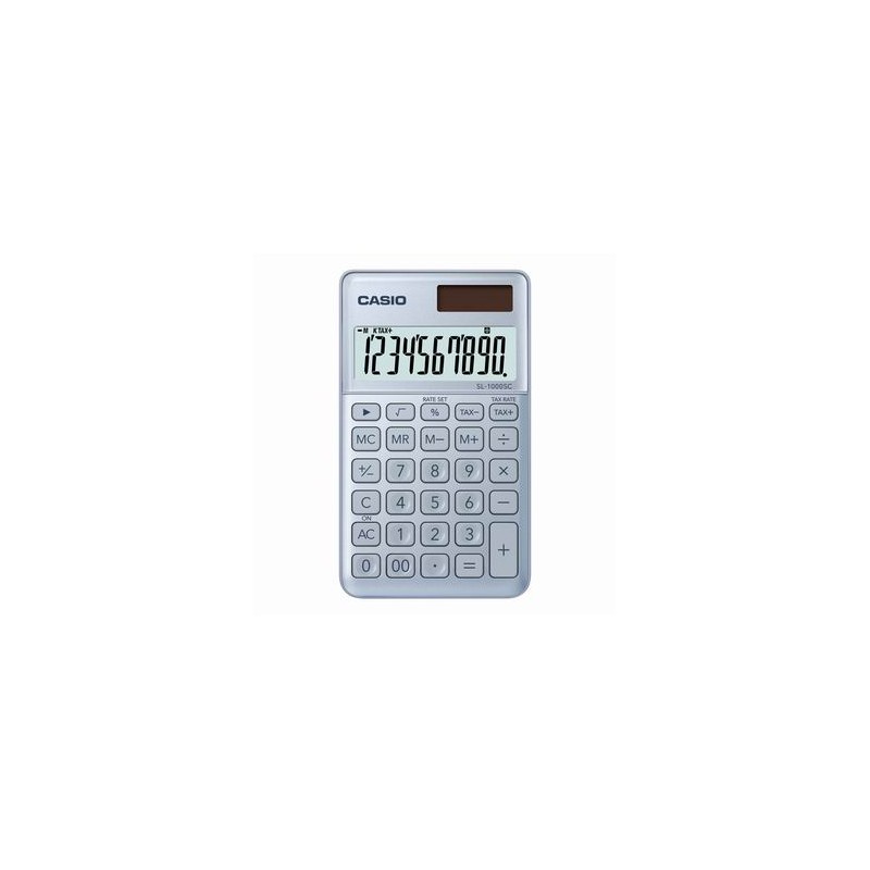 Casio Kalkulator SL 1000 SC BU, srebrna, 10 miejsc, podwójne zasilanie