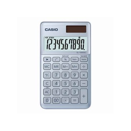 Casio Kalkulator SL 1000 SC BU, srebrna, 10 miejsc, podwójne zasilanie