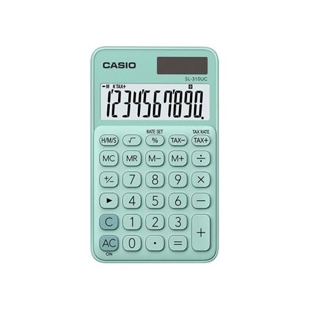 Casio Kalkulator SL 310 UC GN, turkusowa, 10 miejsc, podwójne zasilanie