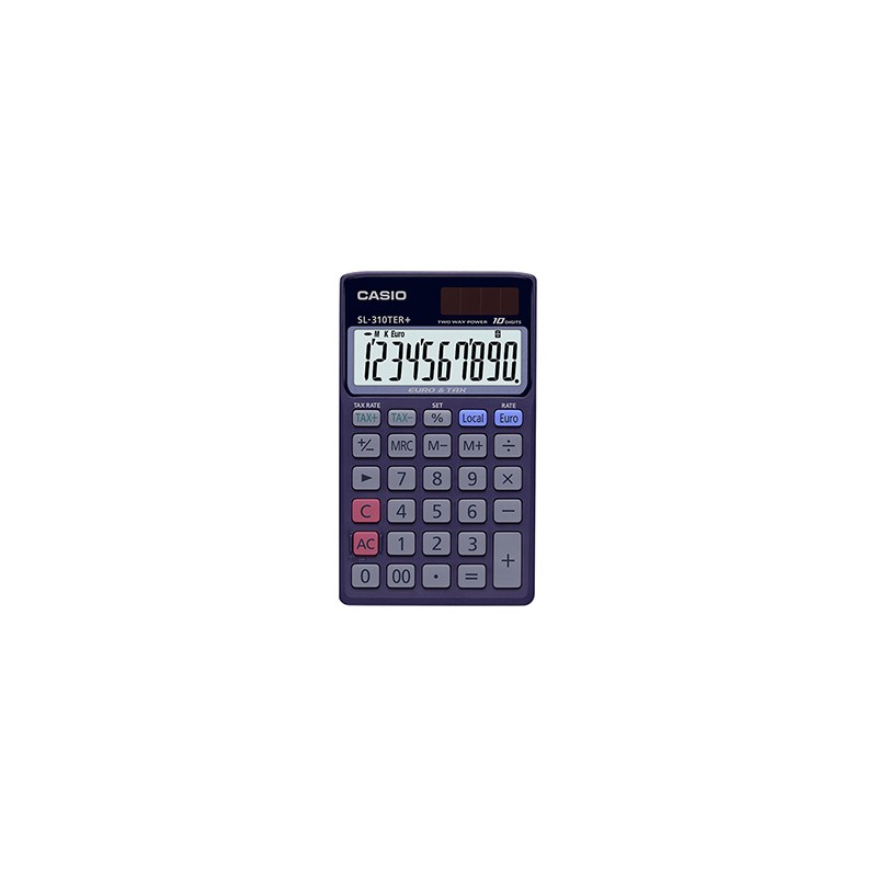 Casio Kalkulator SL 310 TER+, niebieska, kieszonkowy, 10 miejsc, podwójne zasilanie