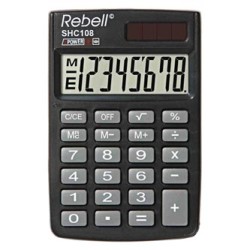 Rebell Kalkulator RE-SHC108 BX, RE-SHC100N BX, czarna, kieszonkowy, 8 miejsc