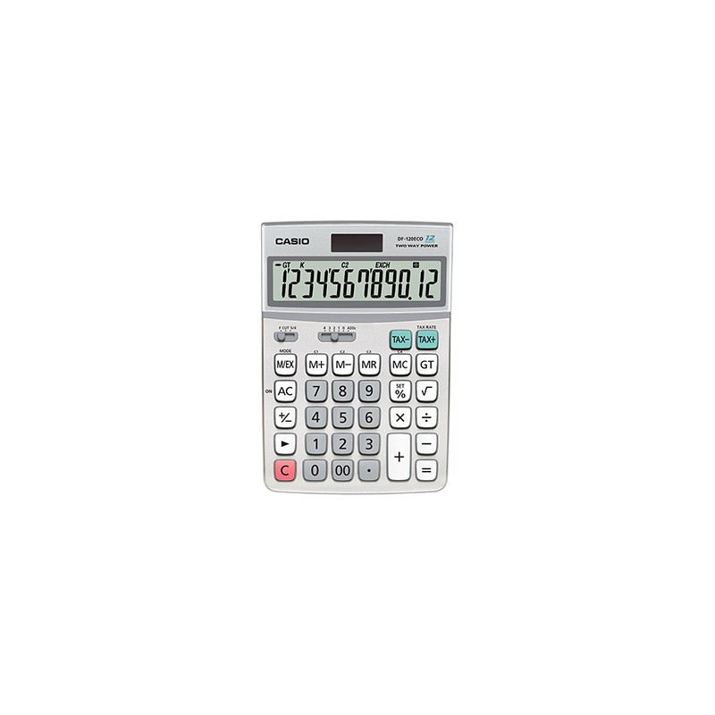 Casio Kalkulator DF 120 ECO, szara, biurkowy, 12 miejsc