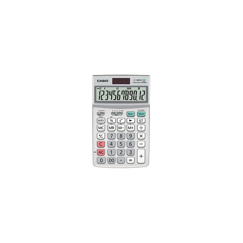 Casio Kalkulator JF 120 ECO, srebrna, biurkowy, 12 miejsc