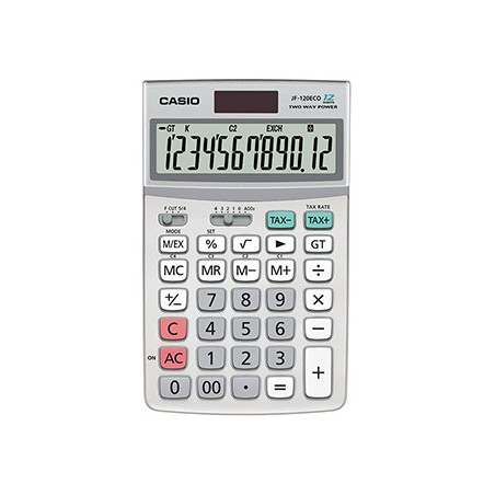 Casio Kalkulator JF 120 ECO, srebrna, biurkowy, 12 miejsc
