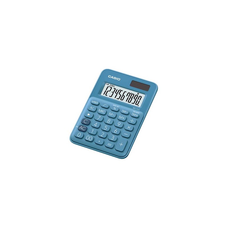 Casio Kalkulator MS 7 UC BU, niebieska, 10 miejsc, podwójne zasilanie