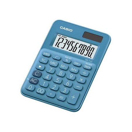 Casio Kalkulator MS 7 UC BU, niebieska, 10 miejsc, podwójne zasilanie